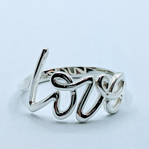 Silver Script Love Ring Love Ring Womens Silver Ring Etsy