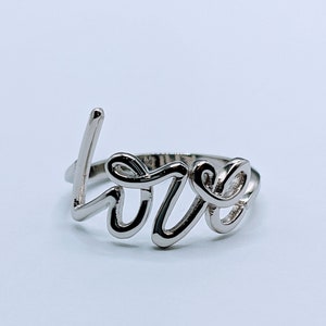 14K White Gold Love Ring