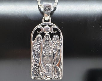 Sterling Silver Triple Goddess Maiden, Mother, Crone Pendant