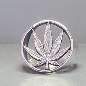 Sterling Silver Pot Leaf Weed Ring