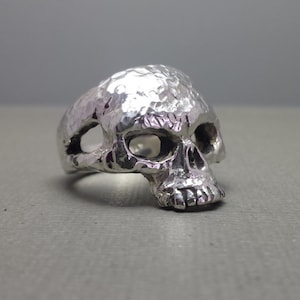 Sterling Silver Skull Ring With Hammered Finish