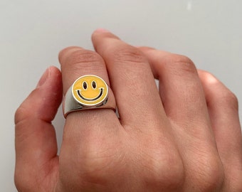 Sterling Silver Have A Nice Day Smiley Face Ring Etsy