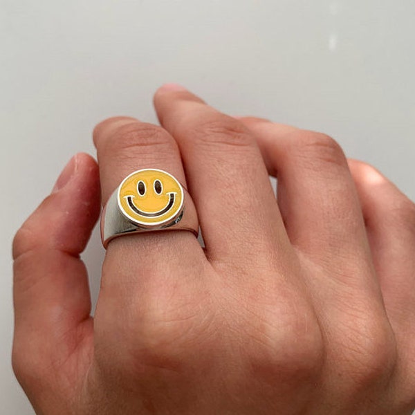 Sterling Silber Have A Nice Day Smiley Gesicht Ring