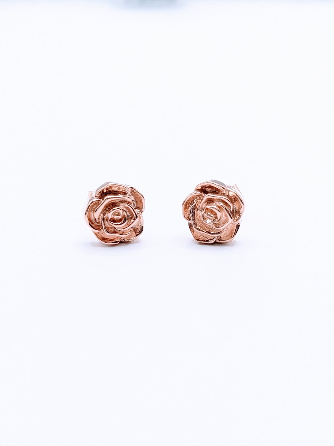 Rose Gold Rose Earrings