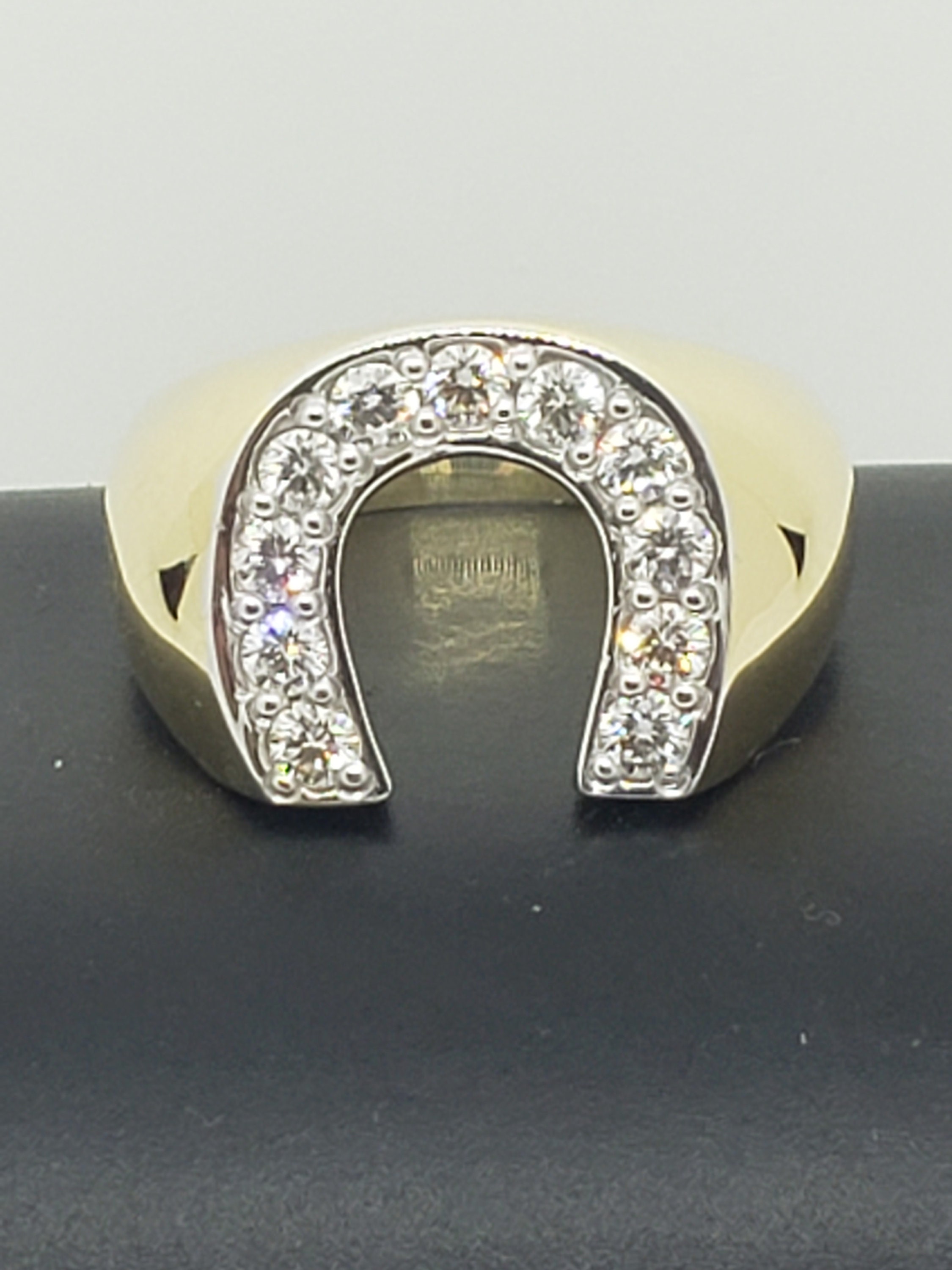 14K Yellow Gold Diamond Horseshoe Ring - Etsy