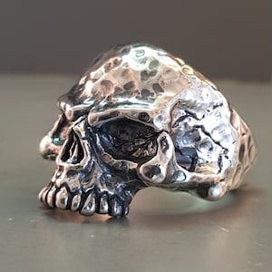 Sterling Silver Skull Ring With Hammer Finish