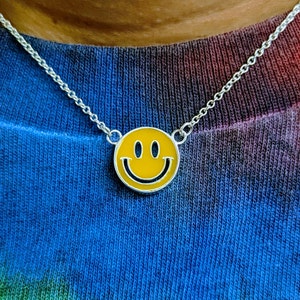 Sterling Silver Have A Nice Day Smiley Face Necklace Reversible