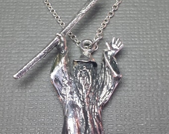 Sterling Silver Wizard Pendant With Durable Sterling Silver Cable Chain