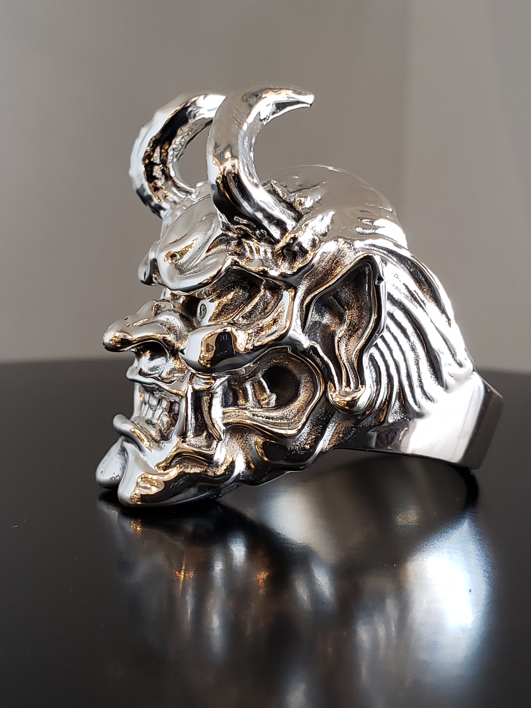 Sterling Silver Heavy Devil Ring | Etsy