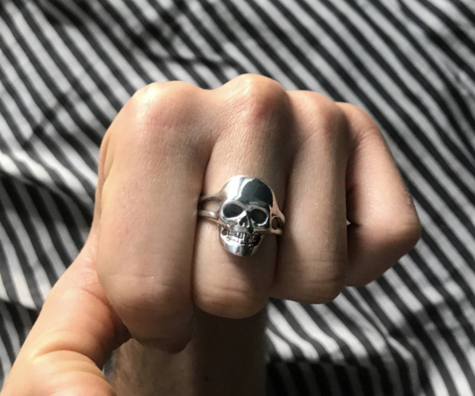 Sterling Silver Small Skull Ring - Etsy