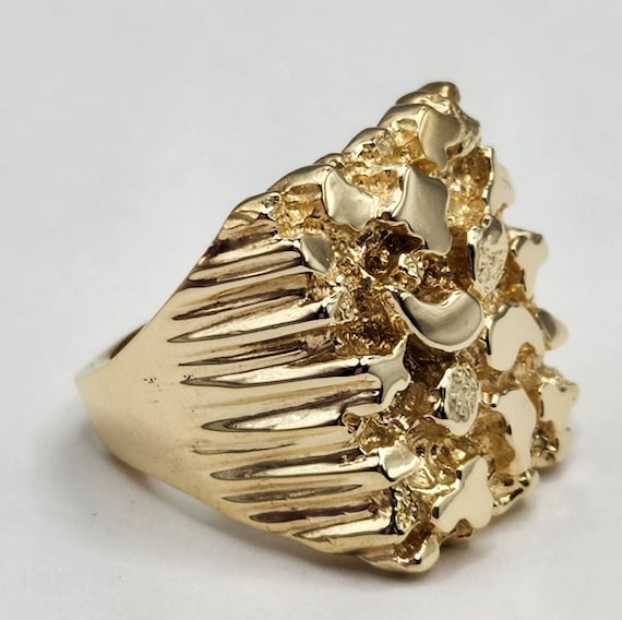 14K Yellow Gold Square Top Nugget Ring Etsy Australia