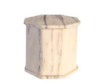 Puede incluir: Pequeña caja decorativa hexagonal con efecto mármol. La caja es principalmente blanquecina con vetas grises, y la parte superior tiene un patrón similar. El diseño es simple y elegante, adecuado para diversos fines decorativos.