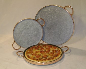 Stone Pizza Tray with Copper Handles Soapstone Pizza Stone