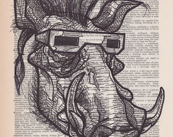 Bebop the Mutant Warthog portrait on a dictionary page