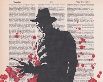 Freddy Krueger Portrait on a Dictionary Page