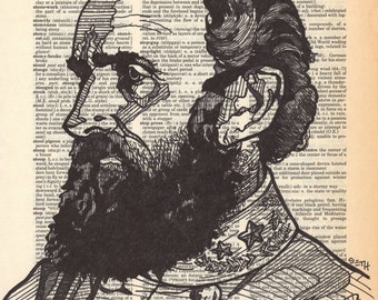 Stonewall Jackson portrait done on an aged dictionary page containing the word "stonewall"