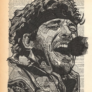 Bruce Springsteen portait on a dictionary page bearing his namesake