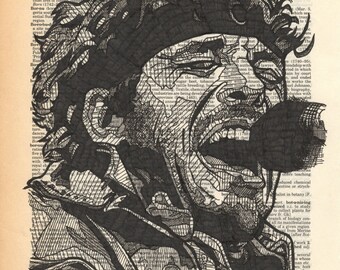 Bruce Springsteen portait on a dictionary page bearing his namesake