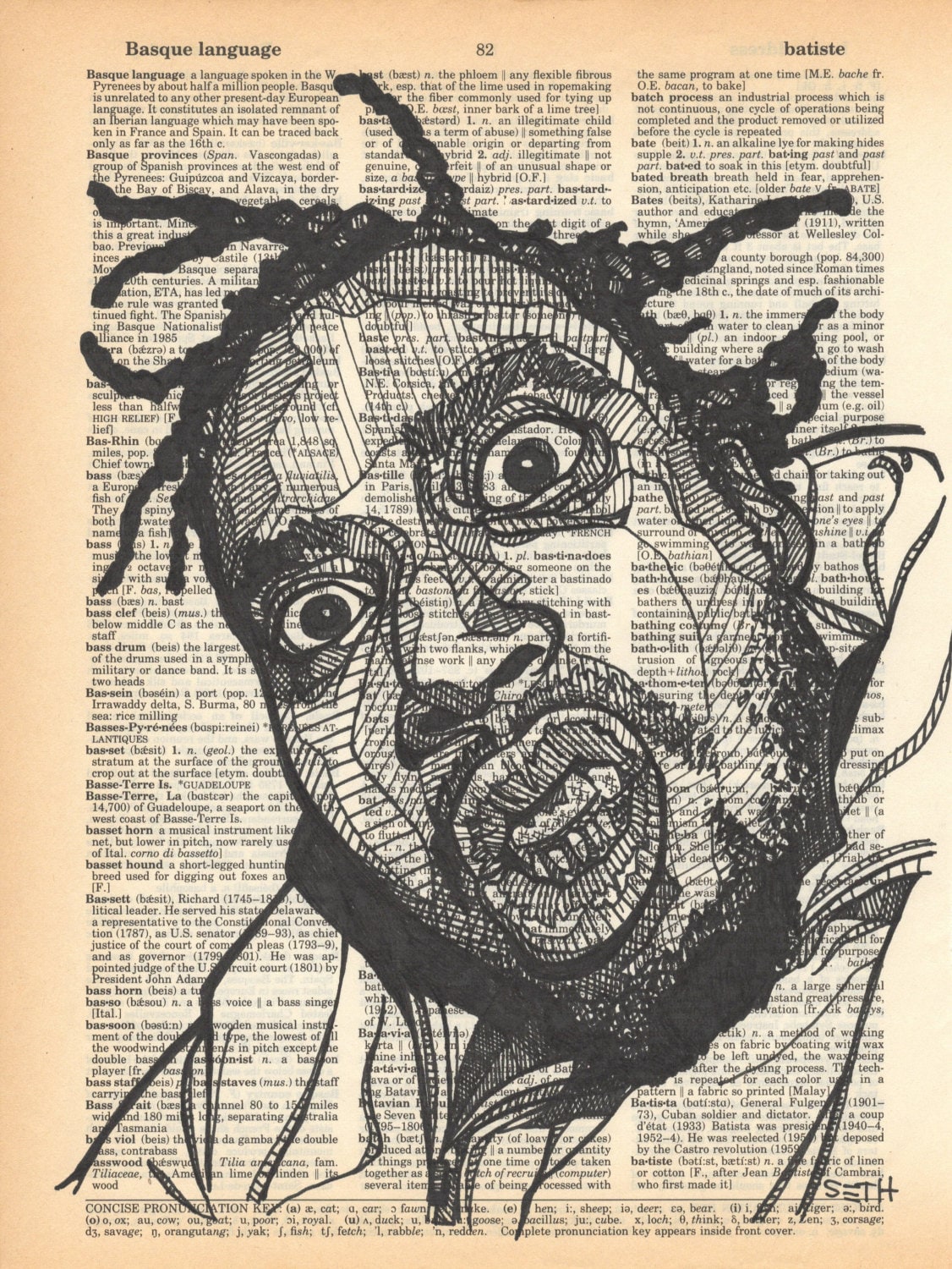 Ol' Dirty Bastard Portrait Drawn on an Aged and Yellowed