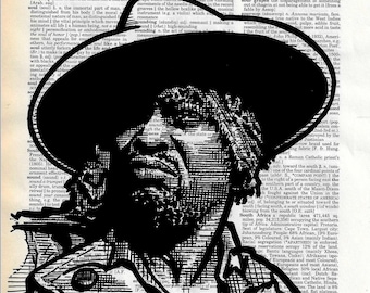 D’Angelo portrait drawn on a dictionary page for the word “soul.”