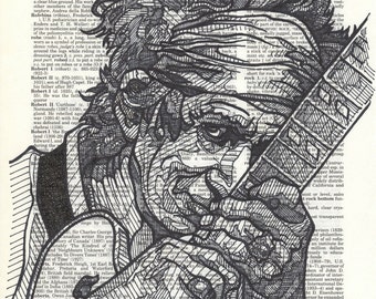 Keith Richards portrait on a dictionary page for the term "rock n roll"