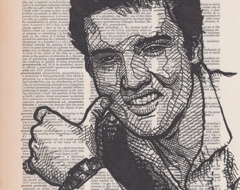 Young Elvis portrait on a dictionary page bearing his namesake