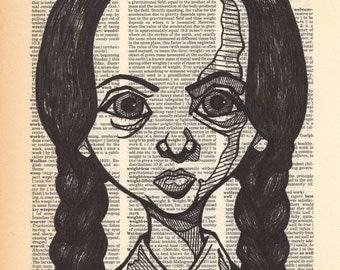 Wednesday Addams portrait on a dictionary page containing the word wednesday