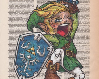 Link from the Legend of Zelda! Action pose! Hyrule! Triforce!