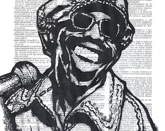 Stevie Wonder portrait on a dictionary page for the word “superstition”