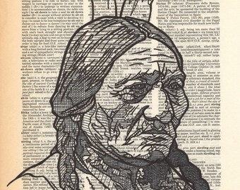 Sitting Bull Portrait on a Dictionary Page