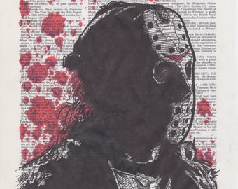 Jason Voorhees, Friday the 13th,portrait on the dictionary page for thirteen