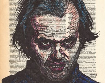 Jack Torrance (Jack Nicholson) portrait drawn on a dictionary page containing the term Shining