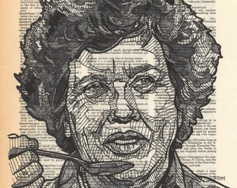 Julia Child Portrait on a Dictionary Page