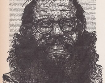 Allen Ginsberg portrait on a dictionary page for the word “Howl”
