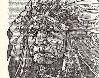 Redcloud Portrait on a Dictionary Page