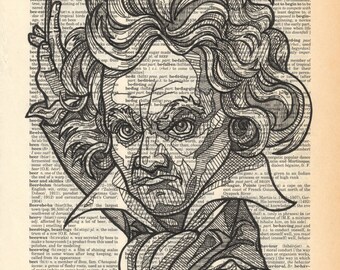 Ludwig Van Beethoven portrait on a dictionary page bearing his namesake