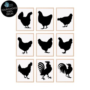 Chicken & Rooster Silhouette Vinyl Decal / Farmhouse Decor