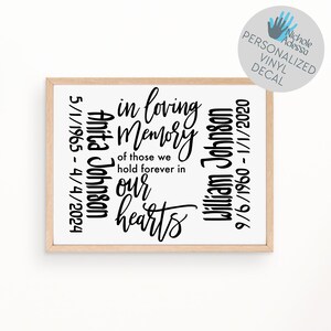 Personalized Couple In Loving Memory Vinyl Decal