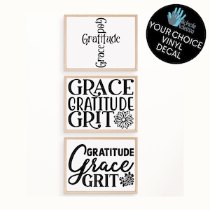 Grace and Gratitude Vinyl Decals / Religious Decor