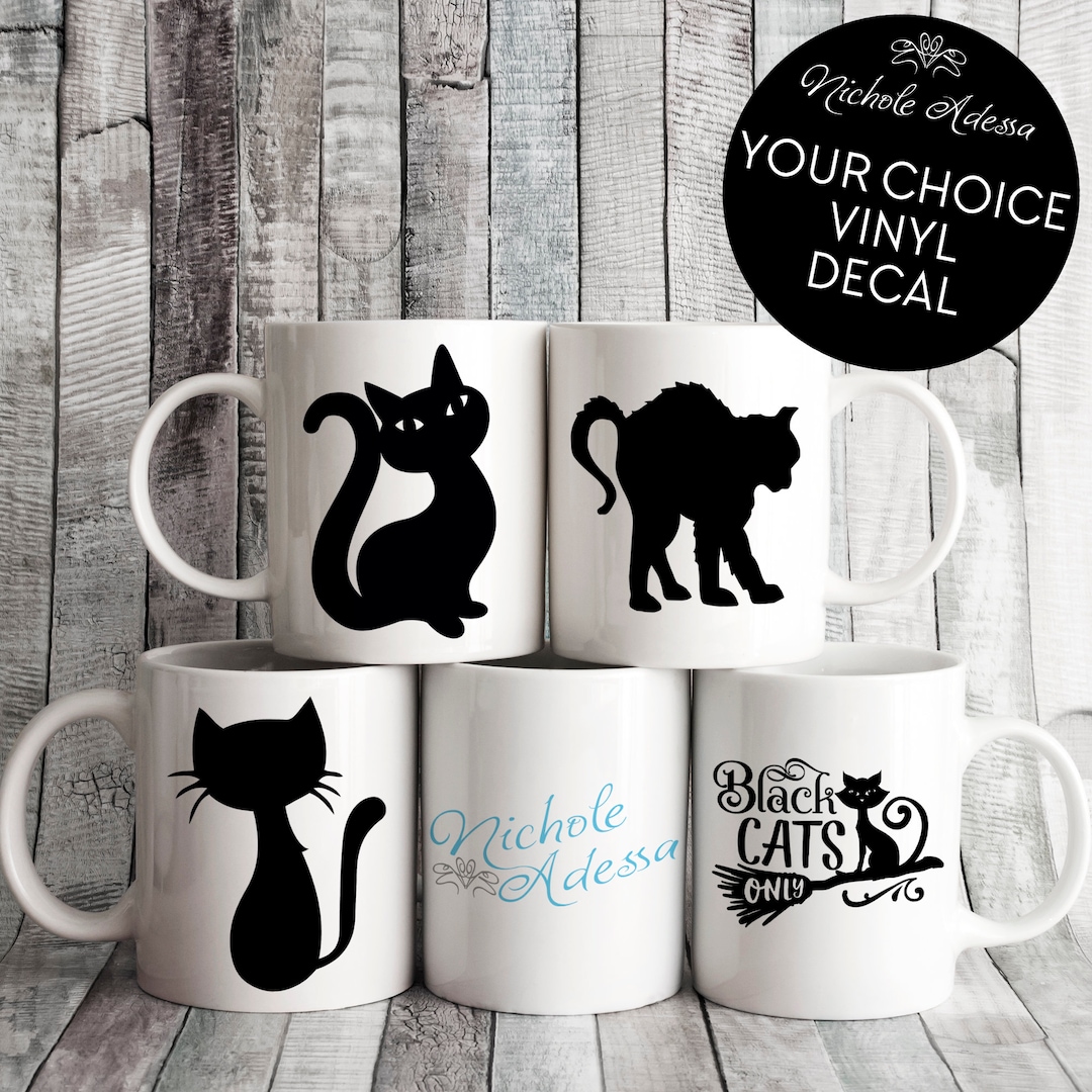 Black Cat Vinyl Decal / Halloween Decor - Etsy