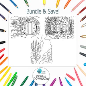 Pixie Pointe Fairy House Coloring Pages Bundle - Kids & Adult Coloring PDF Download