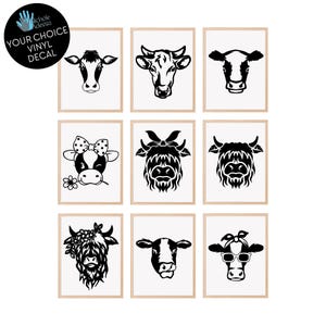 Cute Cow Face Vinyl Decals / Farmhouse Decor