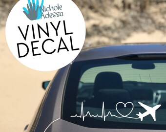 Love Flying Vinyl Decal / Plane Heartbeat