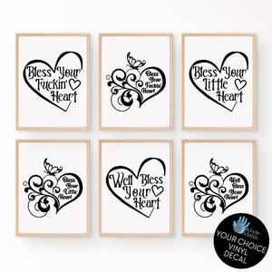 Bless Your Heart Vinyl Decals / Funny Southern Decor