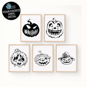 Scary Jack-O-Lantern Vinyl Decals / Halloween Decor