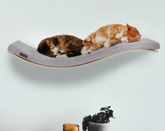 Cat Shelf, Wall Mount Cat Bed, Cat Wall Furniture, Cat Window Perch, Maine Coon Furniture ~ Curved Shelves With Removable & Washable Cushion