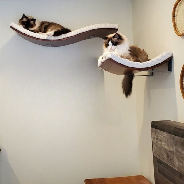 Cat Wall Furniture Bundle Of 2 Cat Wall Shelves For Large Cats, Shelves And Perches For Wall~ Cat Beds and Caves Handcrafted In The EU