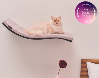 Wave Cat Shelf, Cat Wall Furniture By CosyAndDozy, Cat Shelves, Floating Cat Bed, Cat Window Perch ~ Etsy Design Awards Pets Category Winner