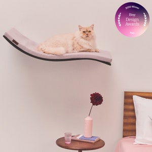 Wave Cat Shelf, Cat Wall Furniture By CosyAndDozy, Cat Shelves, Floating Cat Bed, Cat Window Perch Etsy Design Awards Pets Category Winner image 1