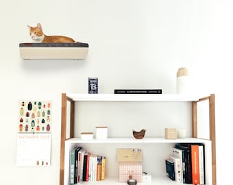Wall Mounted Designer Curved Cat Shelf, Minimalistic Wooden Pet Furniture, Modern Floating Shelf Cat Bed, Premium Quality Floating Perch